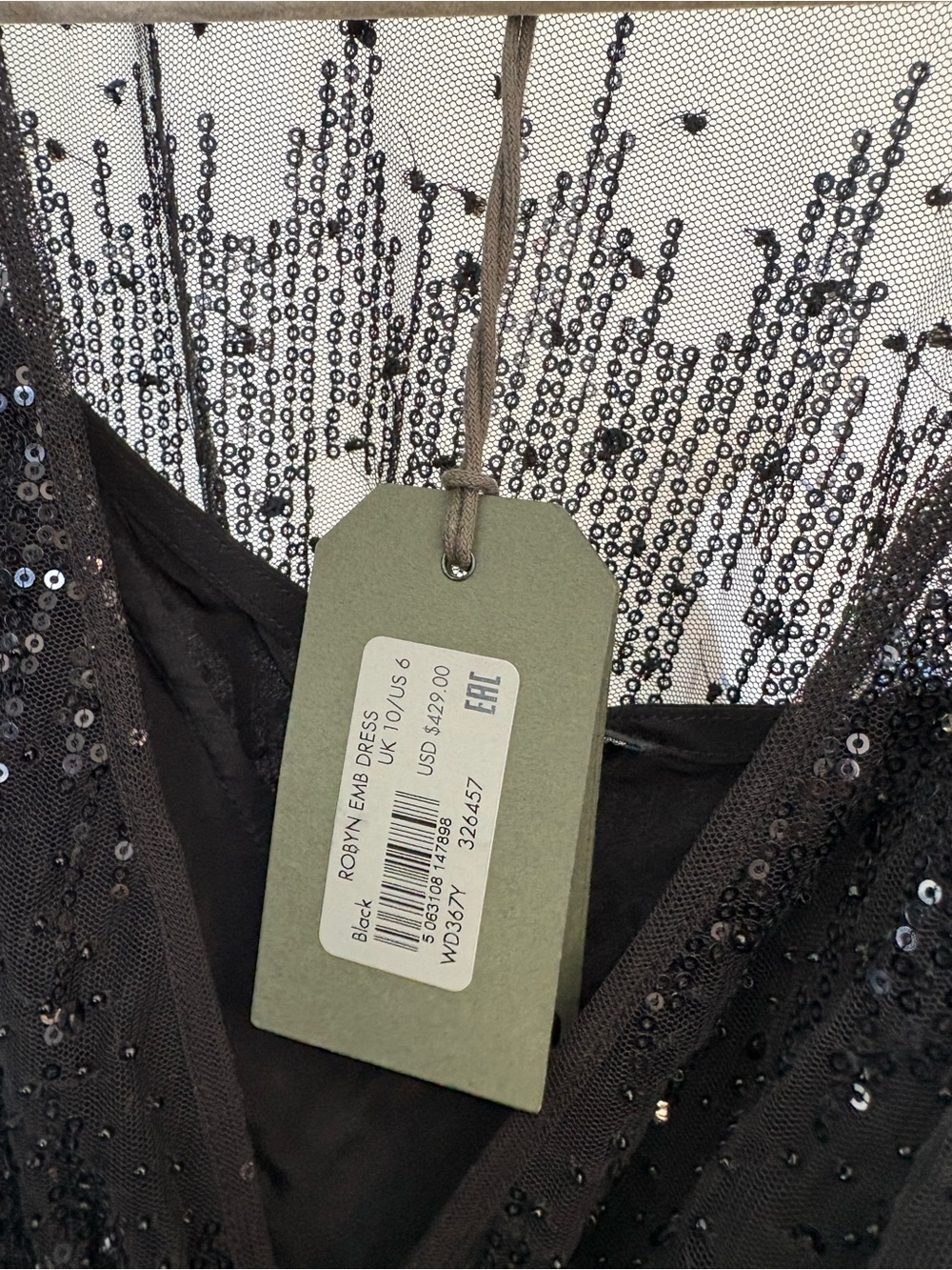 ALL SAINTS Robyn Embellished Black Sequin Tulle Maxi Dress NWT 6 - Picture 12 of 15